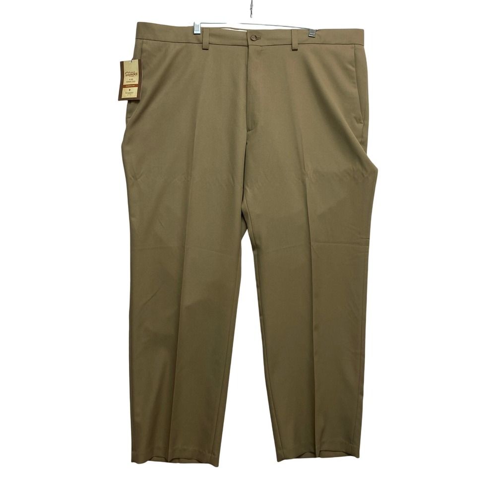 Haggar Slacks Mens 42x30 Khaki Classic Fit Gabardine No Iron HD60116